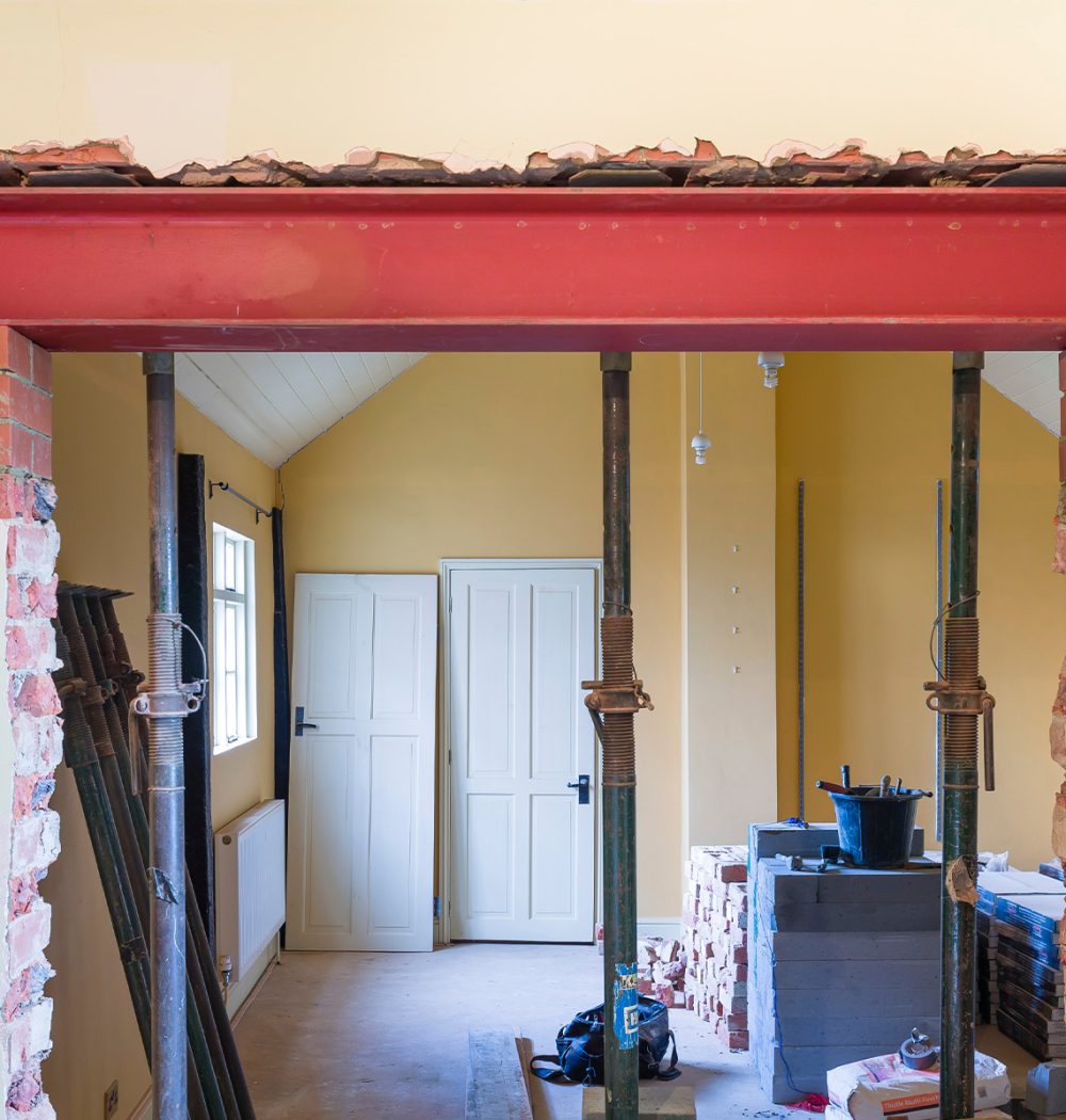 steunbalken plaatsen in huis